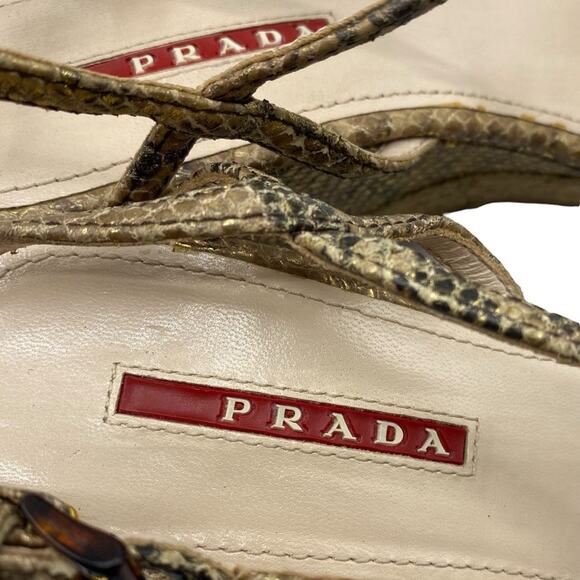 Prada Python T-strap Platform Wedge Sandals size 36.5 - Picture 14 of 16